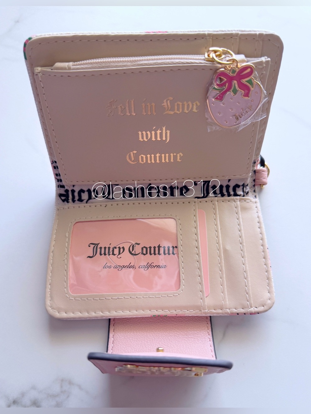 JUICY COUTURE Bag Berry Sweet Mini Tote and Wallet Set - Cream Pink Strawberry - Picture 9 of 11
